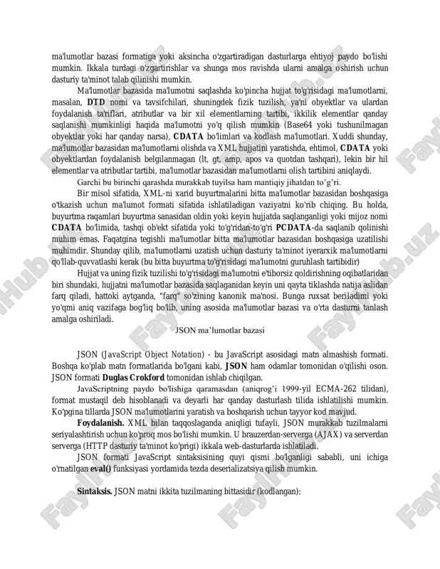 fatida yaxshi ish bolg'asi beriladi. amalda, har xil turdagi hujjatlar o'rtasida aniq chiziq chizish har doim ham mumkin emas. masalan, fakturalar kabi ma'lumotlarga asoslangan hujjatlar, masalan, qismlarning tavsifi kabi chuqurligi past bo'lgan tuzilmagan ma'lumotlar bo'lishi mumkin. bundan farqli o'laroq, qoida tariqasida, foydalanuvchi qo'llanmalari kabi hujjatga yo'naltirilgan hujjatlar aniq tuzilishga ega bo'lgan batafsil ma'lumotlarni (ko'pincha metadata), turi, muallifning ismi va hisobga olish ma'lumotlari va natijalarini o'z ichiga olishi mumkin. va shunga qaramay, hujjatlarni ma'lumotga yoki hujjatga yo'naltirilgan deb ta'riflash bilan, nima ishlash kerakligini tushunish osonroq bo'ladi - ma'lumotlar yoki hujjatlar, va shuning uchun o'zingiz uchun qaysi tizimni tanlash masalasini hal qilishni ancha soddalashtirasiz. ma'lumotni saqlash va / yoki olish uchun sizga ma'lumotlar bazasi (odatda relatsion, obyektga yo'naltirilgan yoki iyerarxik) va o'rta dasturlar (o'rnatilgan yoki uchinchi tomon) yoki xml serveri (dasturlar kabi taqsimlangan dasturlarni yaratish uchun platforma kerak bo'ladi ma'lumotlar uzatish uchun xml-ni ishlatadigan elektron tijorat) yoki xml-ni qo'llab- quvvatlaydigan veb-server (ma'lumotlar …