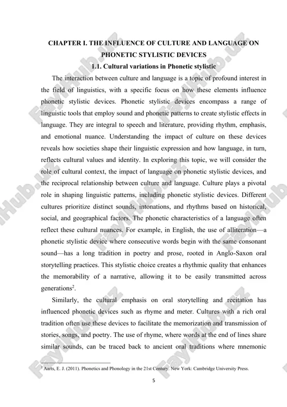 , reflects cultural values and identity. in exploring this topic, we will consider the role of cultural context, the impact of language on phonetic stylistic devices, and the reciprocal relationship between culture and language. culture plays a pivotal role in shaping linguistic patterns, including phonetic stylistic devices. different cultures prioritize distinct sounds, intonations, and rhythms based on historical, social, and geographical factors. the phonetic characteristics of a language often reflect these cultural nuances. for example, in english, the use of alliteration—a phonetic stylistic device where consecutive words begin with the same consonant sound—has a long tradition in poetry and prose, rooted in anglo-saxon oral storytelling practices. this stylistic choice creates a rhythmic quality that enhances the memorability of a narrative, allowing it to be easily transmitted across generations2. similarly, the cultural emphasis on oral storytelling and recitation has influenced phonetic devices such as rhyme and meter. cultures with a rich …