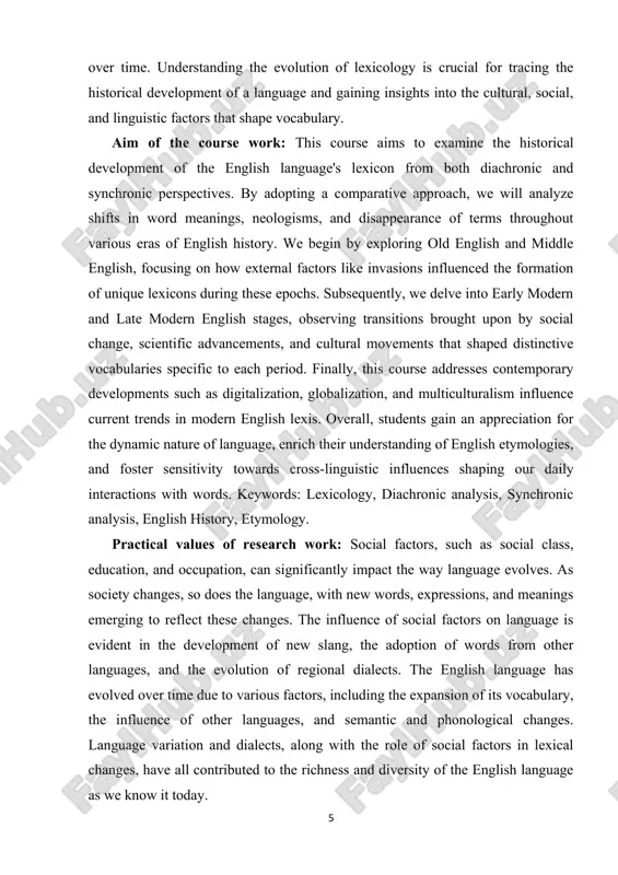 bliography. chapter i. changes in vocabulary across time periods 1.1. expansion of the english vocabulary the english language, renowned for its flexibility and adaptability, has undergone significant vocabulary changes across different historical periods. this evolution reflects not only linguistic development but also broader social, cultural, and technological changes. a comparative study of lexical changes in english across time periods reveals how words emerge, transform, and sometimes fade away, offering insights into the dynamics of language and the forces that shape it. the earliest stage of the english language, old english (approximately 450-1150 ad), was heavily influenced by germanic languages due to the migration of the anglo-saxons to britain. old english vocabulary was primarily germanic in origin, characterized by a strong reliance on compounds and a relatively small number of borrowings from other languages. however, even during this early period, there were notable vocabulary shifts. the conversion to christianity in the …