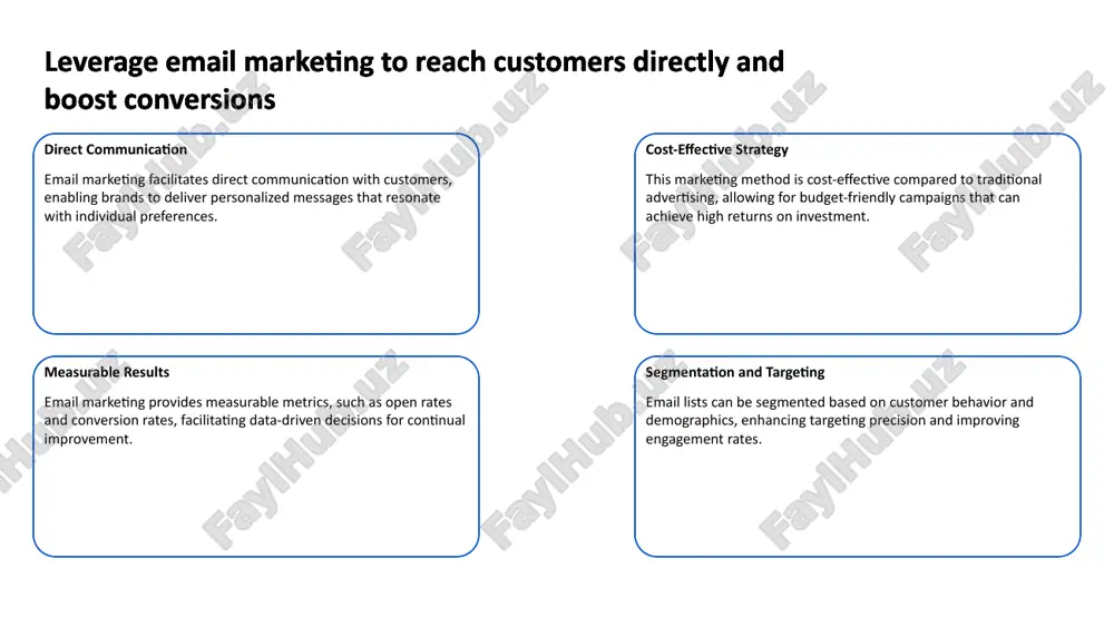can lead to increased trust and loyalty from potential customers. 9 collaborate with influencers to extend your reach and build credibility understanding influencer impact influencers have substantial followings and can shape public perception. their endorsement can enhance trust and open opportunities for brand visibility. collaborate with influencers to extend your reach and build credibility selecting appropriate influencers choosing influencers whose audience aligns with your target market is vital. authentic connections enhance collaboration effectiveness. collaborate with influencers to extend your reach and build credibility creating collaborative content joint content creation integrates influencer insights with brand messaging. such efforts yield engaging narratives that resonate with audiences. collaborate with influencers to extend your reach and build credibility 10 offer promotions or discounts to incentivize purchases and attract new customers increased sales promotions and discounts effectively drive immediate sales. they encourage customers to make purchases they might otherwise postpone. offer promotions or discounts to …