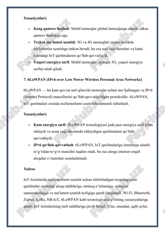 iot tizimlarini ma'lumotlarni uzatish texnologiyalari - Page 5