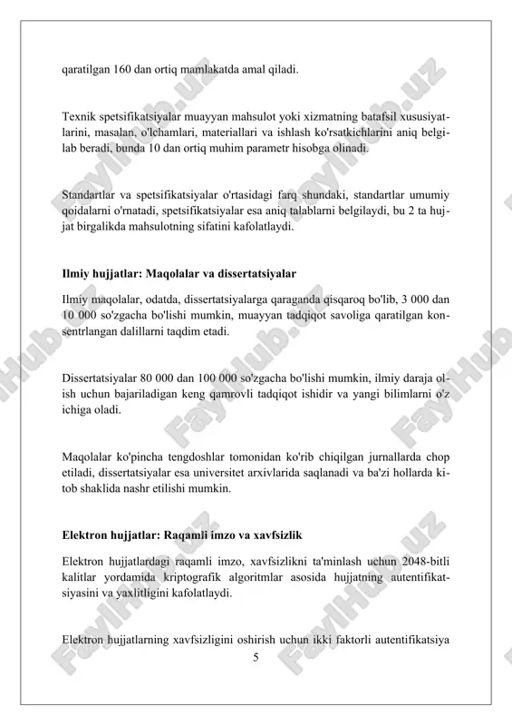 i. hujjat tekshiruvi ikki faktorli autentifikatsiya (2fa) kabi usullardan foydalanadi, bu erda foydalanuvchilar parol va sms kod kabi ikki xil identifikatorni taqdim etishlari kerak. hujjatning haqiqiyligini tekshirishda, x.509 sertifikat standartidan foydalaniladi, bu elektron hujjatlarning ishonchliligini ta'minlash uchun 2048 bitli kalitlarni ishlatadi. hujjatlarning huquqiy kuchga ega bo'lish shartlari hujjatning huquqiy kuchga ega bo'lishi uchun u vakolatli organ yoki mansabdor shaxs tomonidan qonuniy tartibda rasmiylashtirilishi va imzolanishi shart, 10-modda talablariga muvofiq. hujjat matni aniq, tushunarli va ziddiyatlardan holi bo'lishi lozim. unda noaniqliklar yoki ikki xil talqin qilish imkoniyatini beruvchi holatlar bo'lmasligi kerak, 15-bandga ko'ra. hujjatda qonun hujjatlarida belgilangan barcha zarur rekvizitlar, jumladan sana, ro'yxat raqami, tashkilot nomi va imzo bo'lishi shart, aks holda u 20-modda bo'yicha haqiqiy emas. hujjatlarni soxtalashtirish va unga qarshi kurash hujjatlarni soxtalashtirishning bir turi – bu oddiygina qalbakilashtirish, bunda mutaxassis bo'lmagan shaxs hujjatni yaratadi yoki o'zgartiradi, masalan, yoshni 25 dan 30 ga o'zgartirish. kompyuter texnologiyalari yordamida soxtalashtirish tobora …