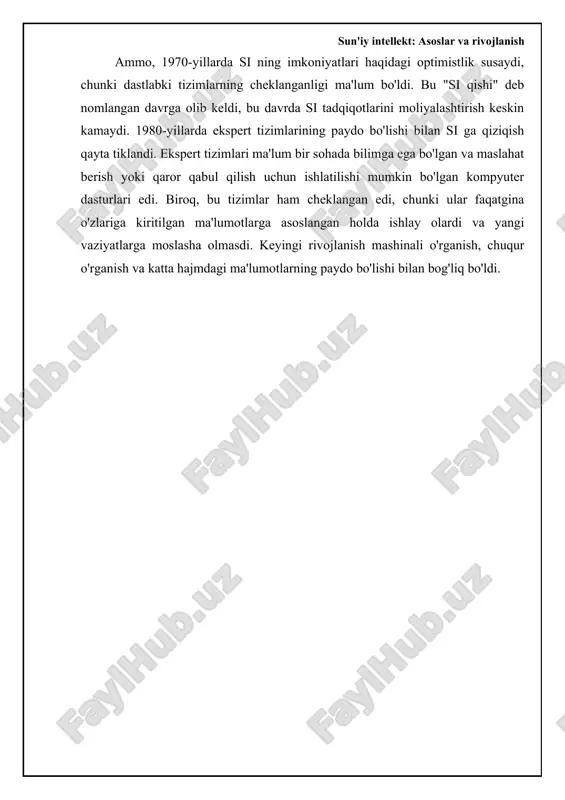 r umumiy ai chuqur o'rganish tabiiy tilni qayta ishlash (nlp) super ai mustahkamlash orqali o'rganish kompyuter ko'rish mashinaviy o'rganish klassifikatsiya algoritmlar chuqur o'rganish regressiya katta ma'lumotlar sun'iy intellekt turlari, usullari va texnologiyalari sun'iy intellektning sog'liqni saqlash sohasida qo'llanilishi sun'iy intellekt (si) sog'liqni saqlash sohasida inqilob qilib, diagnostika aniqligini oshirishdan tortib, shaxsiy davolash rejalari va dorilarni yaratishgacha ko'plab imkoniyatlarni taqdim etadi. misol uchun, si algoritmlari tibbiy tasvirlarni (rentgen, kt, mri) shifokorlarga qaraganda tezroq va aniqroq tahlil qila oladi, bu esa saraton, yurak kasalliklari va boshqa jiddiy holatlarni erta aniqlashga yordam beradi. bundan tashqari, si bemorlarning tibbiy yozuvlarini, genetik ma'lumotlarini va turmush tarzi omillarini tahlil qilib, har bir bemor uchun individual davolash usullarini tavsiya etishi mumkin. bu esa davolash samaradorligini oshiradi va nojo'ya ta'sirlarni kamaytiradi. si dorilarni ishlab chiqish jarayonida ham muhim rol o'ynaydi. u katta hajmdagi ma'lumotlarni, jumladan, kimyoviy birikmalarni va ularning biologik ta'sirini tahlil qilib, yangi dorilar uchun istiqbolli nomzodlarni …