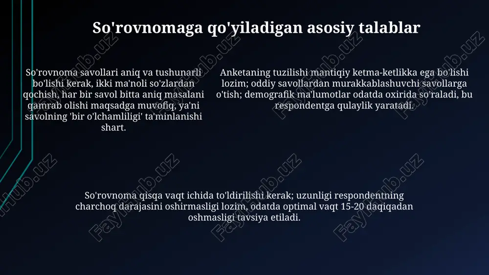 anketalashtirish:turlari,metodlari va unga qoyiladgan asosiy talablar - Page 5
