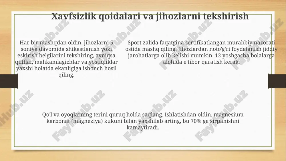 gimnastika jihozlaridan bajariladigan mashqlarga tayyorgarlik - Page 5
