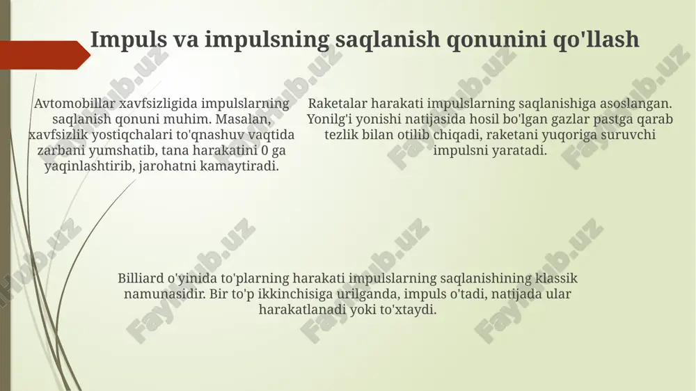 impuls va impulsning saqlanish qonunlari - Page 5