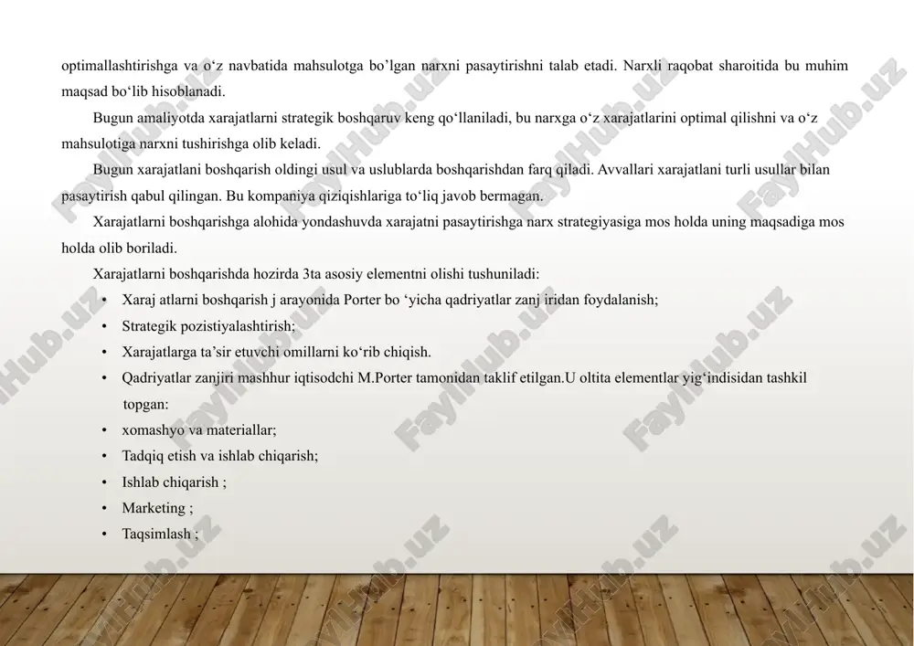 omillar tajriba egri chizig‘i bo‘ylab harakat mobaynida xarajatlarning kamayishiga o‘z hissasini qo‘shadi. bu yerda gap jami ishlab chiqarish hajmi o‘sib borgan sari ko‘nikish natijasida ishlab chiqarish jarayonining yaxshilanib borishi to‘g‘risida ketmoqda. eybell (eybell) va xemmond (xemmond) tajribaning olti xil manbaini aniqlaganlar: 1) qo‘l mehnatining samaradorligi: ma’lum bir vazifani ko‘p martalab takrorlaydigan ishchilar ma’lum bir ko‘nikma hosil qilib, samaradorlikni oshiradigan oson va qulay usullarni o‘rganib oladilar va o‘z ishlarining ustasiga aylanadilar; 2) ishning turlari va usullariga ixtisoslashish: ixtisoslashuv topshiriqni bajarish unumdorligini oshiradi; 3) yangi ishlab chiqarish jarayonlari: texnologik innovatsiya, masalan, robotlashtirish yoki kompyuter orqali boshqaruv xarajatlarini kamaytirishning muhim manbai bo‘lib xizmat qilishi mumkin; 4) jihozlarni samarali ishlatish; 5) resurslardan foydalanishdagi o‘zgarishlar: ishlab chiqaruvchining tajribasi ortib borgan sari, u arzonroq resurslarni topishi, malakasizroq ishchilarni yollashi yoki ishlab chiqarishni avtomatlashtirishi mumkin; 6) tovarning yangi konsepsiyasi: iste’molchilarning tovardan qanday xususiyatlarni kutayotganliklarini bilgan firma uni, aytaylik, kamroq resurs talab qiladigan shaklda o‘zgartirishi mumkin. ushbu omillarning …