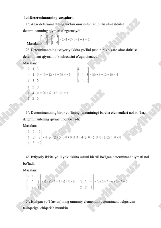 day tuzamizki, uning barcha elementlari a matritsaning har bir elementlarining algebraik to’ldiruvchi- laridan tuzilgan va ularni har birirni determinantga bo’lib chiqilsin. a* ni mtranspornirlasak, a mat-ritsaga teskari bo’lgan a-1 matritsa hosil bo’ladi. misol: a= |a|= a*= a-1= endi a-1a=aa-1=e ekanini ko’rish mumkin. image3.gif image4.gif image5.gif image6.gif image7.gif image8.gif image9.gif image10.gif image11.gif image12.gif image13.gif image14.gif image15.gif image16.gif image17.gif image18.gif image19.gif image20.gif image21.gif image22.gif image23.gif image24.gif image25.gif image26.gif image27.gif image28.gif image29.gif image30.gif image31.gif image32.gif image33.gif image34.gif image35.gif image36.gif image37.gif image38.gif image39.gif image40.gif image41.gif image42.gif image43.gif image44.gif image45.gif image46.gif image47.gif image48.gif image49.gif image50.gif image51.gif image52.gif image53.gif image54.gif image55.gif image56.gif image57.gif image58.gif image59.gif image60.gif image61.gif image62.gif image63.gif image1.gif image2.gif