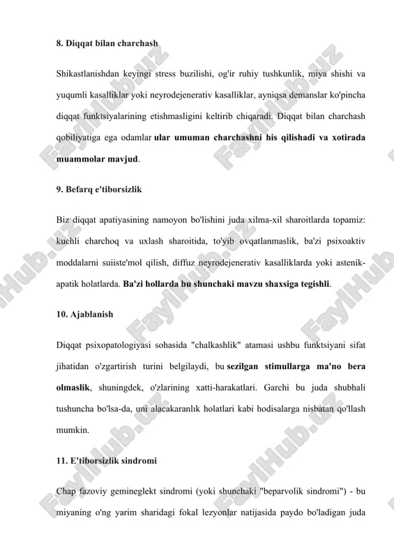 ilib ketishini to‘xtata olmaydi. ana shuning uchun kichik bolalarning diqqati bir narsadan ikkinchi narsaga osongina chalg‘ib ketaveradi. ilk bolalik davridagi bolalar diqqatining g‘oyat beqaror bo‘lishi turmush tajribalarining juda ozligi bilan ham bog‘liqdir. bolalarga hamma narsa yangilik bo‘lib tuyulaverganidan ularning diqqatlari bir yoshdagi bolalarda diqqatning ayrim xususiyatlari, ya’ni diqqatning kuchi va barqarorligi ham tarkib topib, yuksala boshlaydi. buni biz bolalarning (xususan o‘pta va katta guruh bolalarining) bir ish ustida uzoq vaqt davomida) o‘tira olishlaridan, ba’zi o‘yinlarni zerikmay soatlab o‘ynay olishlaridan, ta’limiy mashg‘ulotlarda chidam bilan o‘tira olishlaridan ko‘rishimiz mumkin, bir narsadan ikkinchi narsaga tez-tez chalg‘ib ketaveradi. ana shy nuqtai nazardan bola ko‘z o‘ngidagi narsaning o‘zi bolaga juda qiziq tuyulgani uchun ham diqqati chalg‘ib ketadi. masalan, n.m.menchinskayaning hikoya qilishicha, sasha (1 yosh 8 oylik) echki va uning bolalari haqidagi ertakni zo‘p qiziqish bilan tinglaydi. bo‘pi kelib eshikni taqqillatgani hikoya qilganda, sasha bo‘pining qanday taqqillatganini ko‘rmokchi bo‘lib, devorga tap-tap etib uradi, lekin ba’zan taqillatishga …
