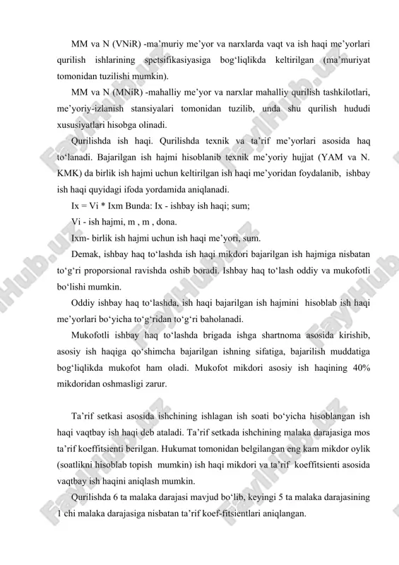qurilish montaj ishlari sifatini boshqarish - bu kmi ning sifatli bajarilishi uchun sharoit yaratish va nazorat qilishdir. sifatni nazorat qilishning qator bosqichlari mavjuddir. 1. birlamchi nazorat-qurilish maydoniga keltirilgan material, buyum va konstruksiyalar gost, tsh asosida tashki tekshiruvdan o‘tkaziladi. 2. laboratoriya nazorati-qurilish materiallari, buyumlarining sifat xarakteristikalari laboratoriya jihozlarida sinaladi, xulosalar qilinadi. 3. geodezik nazorat - bajarilgan kmi sifati geodezik asboblar, jihozlar yordamida nazorat qilib boriladi. 4. ma’muriy nazorat - kmi bajarilishi sifati avtorlik, buyurtmachi, bosh pudrat quruvchi tashkilot tomonidan nazorat qilinadi. davlat qurilish nazorati-kmi sifati «davlat arxitektura qurilish nazorati» va uning topshirigi bilan loyiha institutlari tomonidan nazorat qilinadi. qurilishda yuklarni tashish. transportlar. qurilish montaj ishlarining tuxtovsiz davom etishi qurilish materiallari, buyumlari va konstruksiyalarining takomillashtirilgan grafik asosida, o‘z vaqtida tashib keltirilishiga bog‘liq. qurilishda transport xarajatlari qurilish umumiy tannarxining 18-20% ni tashkil etadi. ma’lumki, transport vositalarini, ularning harakat yo‘llarini to‘g‘ri tanlab, yuklash va tushirish jarayonlarini kompleks mexanizatsiyalab, transport vositalaridan ratsional foydalanib bu xarajatlar …