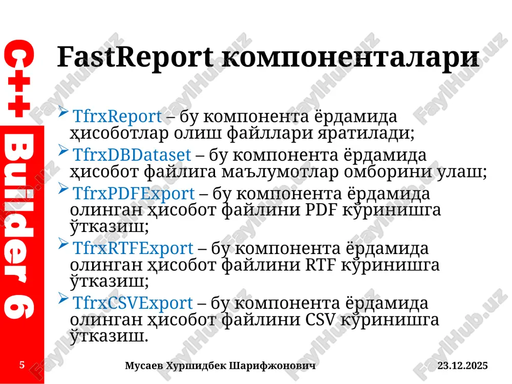 fastreport va rave report komponentalar palitrasi - Page 5