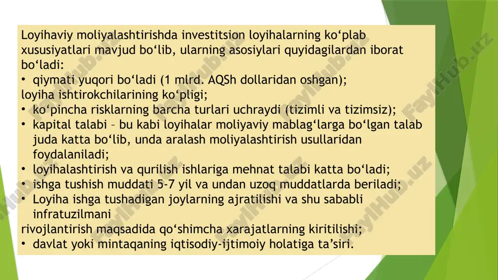 investitsiyalarni loyihaviy moliyalashtirish - Page 5