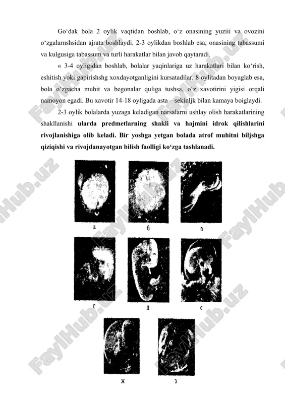 avjudligidir. bog’cha yoshidagi bolalar nutkni bir muncha tula uzlashtirganlari va xaddan tashkari xarakatchanliklari tufayli ularda uzlariga yakin bulgan katta odamlar va tengdoshlari bilan munosobatda bulish extiyoji tugiladi. ular tor doiradan kengrok doiradagi munosobatlarga intila boshladilar. ular endi kuni-kushnilarning bolalari bilan xam jamoa bulib uynaydilar. xamma narsani bilib olishga bulgan extiyoj kuchayadi. bog’cha yoshidagi bola tabiatiga xos bulgan kuchli extiyojlardan yana bir uning xar narsani yangilik sifatida kurib bola uni xar tomonlama bilib olishga intilishidir. bog’cha yoshdagi bolalar xayotida va ularning psixik jixatidan usishida kizikishning roli xam kattadir.kizikish xuddi extiyoj kabi bolaning biror faoliyatga undovchi omillardan biridir. shuning uchun xam kizikishni bilish jarayoni bilan boglik bulgan murakkab psixik xodisa desa buladi. bolaning kamol topishida kizikishning axamiyati shundaki, bola kizikkan narsasini mumkin kadar chukurrok bilishiga intiladi va binobarin uzok vakt davomida kizikkan narsasi bilan shugullanishdan zerikmaydi. bu esa uz navbatida bolaning dikkati xamda irodasi kabi muxim xislatlarni ustirishga va mustaxkamlashishga yordam beradi. …