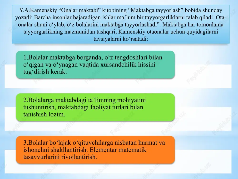 turli tadbiqlari ham bu qobiliyatlarning bir xilda rivojlanishi talab qilmaydi : bir sohada hisoblash uchun yaxshi algoritmni topish muhimroq bo’lsa , boshqa sohalar uchun mantiqiy fikrlash bilish muhimdir . shu sababli, tarbiyachi bolalarning kunlik matematika qobiliyatlarini rivojlantirish uchun keng yo`l ochib berishi kerak. matematika qobiliyatlari tuzilishida quyidagi asosiy tarkibiy qismlarni ajratib ko`rsatadi. matematika materialni formalashtirib idrok qilish , ya’ni aniq masalada uning matematika formasini tezgina sezib ola bilish. matematika ob’yektlarni , nisbatlarni va amallarni tez va keng ravishda umumlashtirish. matematika mulohaza protsessini va tegishli amallar sistemani ixchamlash ya’ni mulohazaning ba’zi oraliq guruhlarni o`z o`zidan ma’lum faraz qilib tashlab ketish. matematika masalarni yechishda fikrlash jarayonining tuyg’unligi. to’g’ri fikrlashdan teshkari fikrlashga tez o’rta bilish imkoniyati. aqliy zo’riqishni o’ziga xos tejashga harakat qilish- matematik masalalari,aniq, ratsional tavishda yechishga intilish. matematik xotira r.a.habib. o’quvchilarni matematik tafakkurini shakllantirish . o’qituvchi nashriyoti . toshkent -1980 - yil. 122-bet xulosa bolalarning har tomonlama rivojlanishini ta’minlashga qaratilgan pedagogik …
