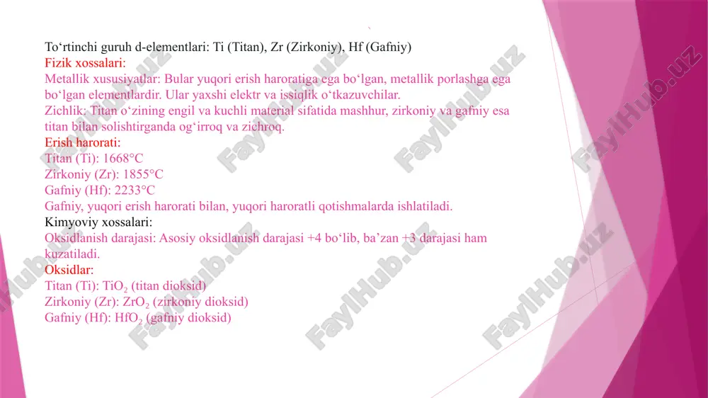 to’rtinchi va beshinchi guruh d-elementlarining oksidlari, gidroksidlari - Page 5