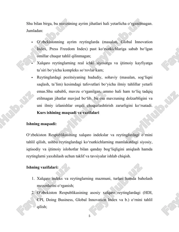 ing tashqi siyosati davlatlarning suveren tengligi, kuch ishlatmaslik yoki kuch bilan tahdid qilmaslik, chegaralarning buzilmasligi, davlatlarning hududiy yaxlitligi, nizolarni tinch yo‘l bilan hal etish, boshqa davlatlarning ichki ishlariga aralashmaslik prinsiplariga hamda xalqaro huquqning umume’tirof etilgan boshqa prinsip va normalariga asoslanadi”[footnoteref:1]. tashqi siyosiy faoliyatning asosiy va birinchi darajali vazifalaridan biri bu "uzbekiston - 2030" strategiyasini samarali amalga oshirishdir. ushbu maqsadga erishish uchun tashqi siyosat idorasi oldiga quyidagi vazifalar qo‘yilgan: [1: o‘zbekiston respublikasi konstitutsiyasi ] - mamlakatimizda olib borilayotgan demokratik islohotlarni hamda jamiyat va iqtisodiyotni modernizatsiya qilishning jadal jarayonlarini samarali amalga oshirish uchun mumkin qadar qulay tashqi siyosiy shart-sharoitlarni shakllantirish; - markaziy osiyoda tinchlik va barqarorlikni saqlash hamda mustahkamlash, mintaqani xavfsizlik va barqaror taraqqiyot hududiga aylantirish; - jahonning yetakchi davlatlari va xalqaro tashkilotlar bilan strategik hamkorlik qilishning mutanosib, ko‘p qirrali tizimini shakllantirish; - o‘zbekistonning mintaqa va jahon siyosatidagi muhim yo‘nalishlar bo‘yicha xalqaro tashabbuslarini ilgari surish; - mahalliy mahsulotlarning eksport hajmini oshirish va …