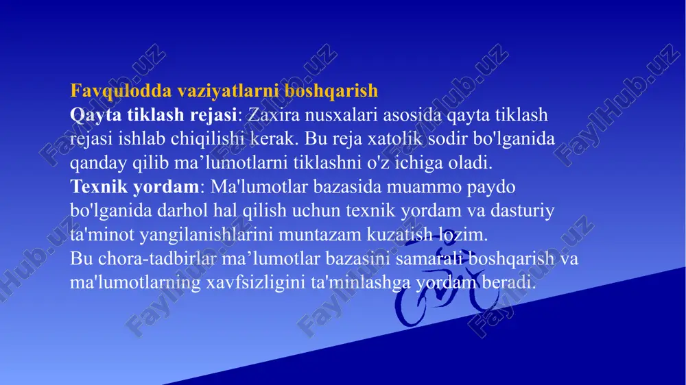 ma’lumotlar bazasini administratorlash va xavfsizligini ta’minlash - Page 5