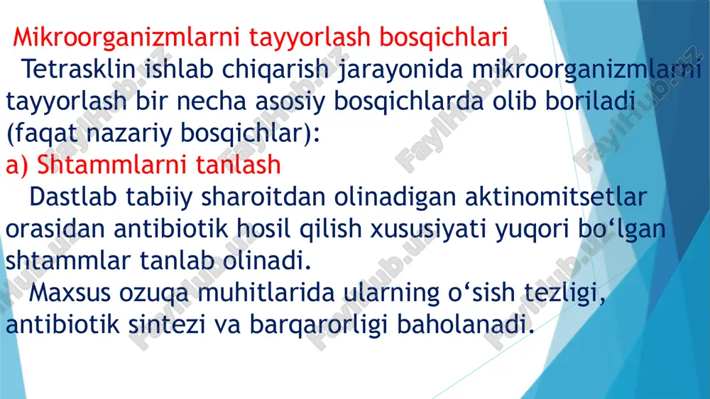 tetrasklin preparatlarini olish biotexnologiyasi - Page 5