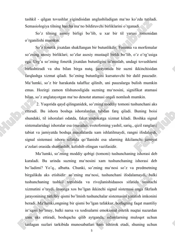 kshiradigan bo‘limidir. ingliz tili leksikologiyasi esa ingliz tili lug'at boyligini o‘rganadi. demak, tildagi so‘zlar yig'indisi leksika va uni o‘rganuvchi ta'limot esa leksikologiya deb yuritiladi. turg'un iboralar ham o‘z xususiyatiga ko‘ra leksikologiyada tekshiriladi. leksikologiya jamiyat taraqqiyoti bilan lug‘at boyligi o‘rtasidagi dialektik bog‘liqlik, til leksik sistemasining qurilishi va ushbu sistema elementlarining bir-biri bilan ko‘p qirrali munosabatlari xamda ularning ma‘no turlarini o‘rganadi. leksik ma’no so‘zning lug‘aviy ma’nosidir. uning tarkibi predmetlarni nomlash, belgi harakat tushunchalarini ifodalash, emotsiyalarni bildirish vash u kabilardan iborat. leksik ma'no so'zning asosiy, lug'at ta'rifini bildiradi. u so'zning so'zma-so'z yoki asosiy ma'nosini o'z ichiga oladi, agar siz uni lug'atdan qidirsangiz, topasiz. ushbu turdagi ma'no so'zlarni muloqotda qanday tushunishimiz va ishlatishimiz uchun asos bo'lib xizmat qiladi. leksik ma'noni yana denotatsiya va konnotatsiyaga bo'lish mumkin. denotatsiya so'zning aniq, so'zma-so'z ta'rifidir, konnotatsiya esa bog'langan yoki nazarda tutilgan ma'nolarni, shu jumladan hissiy yoki madaniy birlashmalarni anglatadi. misol uchun, "uy" so'zini ko'rib chiqing. uning denotativ ma'nosi …