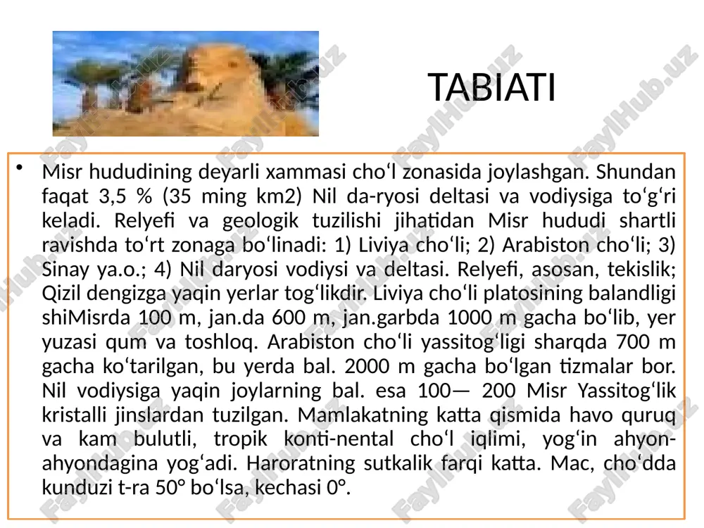 a j. verdining „rigoletto“, 1871 y.da „aida“ operalari koʻrsatildi. 1869 y.da yo. sannua rahbarligida birinchi milliy professional teatr truppasi tashkil etildi va oʻzining arab tilidagi operettasini koʻrsatdi. keyinchalik qohira va iskandariyada ham professional drama teatrlari ochildi. bular orasida i. farrah tomonidan tuzilgan (1891) teatr truppasi ijodi milliy musiqali dramaga asos boʻldi. koʻpgina havaskorlik jamoalari ham ishladi. misr teatri taraqqiyotining key-ingi davri j. abyod, misr taymur, yu. vahbiy, t. alhakim kabi isteʼdodli teatr arboblari nomi bilan bogʻliq. 1920 y.da „al-ezbakiya“ teatri, 1923 y.da yu. vahbiy boshchiligida „ramzes“ teatri, 1933 y.da „milliy truppa“, 1935 y.da alhakim boshchiligida „milliy teatr“ tashkil etildi. misr sekin-asta arab teatr madaniyatining markaziga aylandi. 1952 y. gi inqilobdan keyin arab xalqlari hayotidagi siyosiy va ijtimoiyiqtisodiy oʻzgarish milliy sanʼ-at, jumladan, teatr sanʼati taraqqi-yotida muhim rol oʻynadi. qohiradagi milliy teatr, xalq teatri, „arab teatri“ kabi davlat teatrlarining faoliyati yangi bosqichga koʻtarildi. 12 kinosi 1896 y. da iskandariyada birinchi kinoteatr ochilgan, …