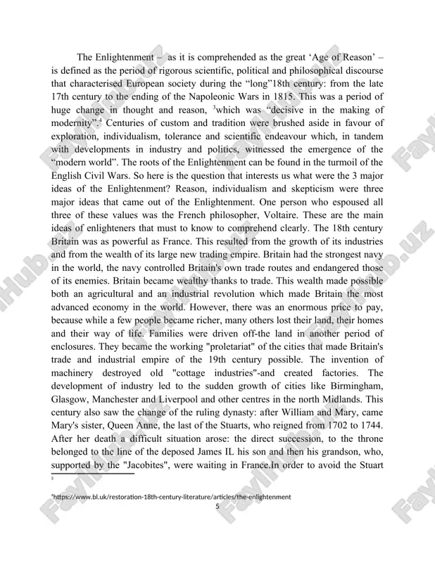 //www.bl.uk/restoration-18th-century-literature/articles/the-enlightenment] but though it was the century of wars,-they were completely different from what we understand by "war" in the 20th- 21st centuries: these were usually fought by small professional armies, and the daily lives of most people were affected hardly at all. even when britain and france were at war, trade and cultural exchanges continued between the two countries. the upper classes and the middle classes in britain during this age felt more complacent than they had ever felt before or since. they felt that they lived in the best of all possible worlds. this 18th century complacency was partly due to the work of the scientists and philosophers. human reason and "common sense" played such a significant role in this period that it is often called "the age of reason". the same key-word “reason” can be found in the deflation of the term enlightenment: "the period in the …