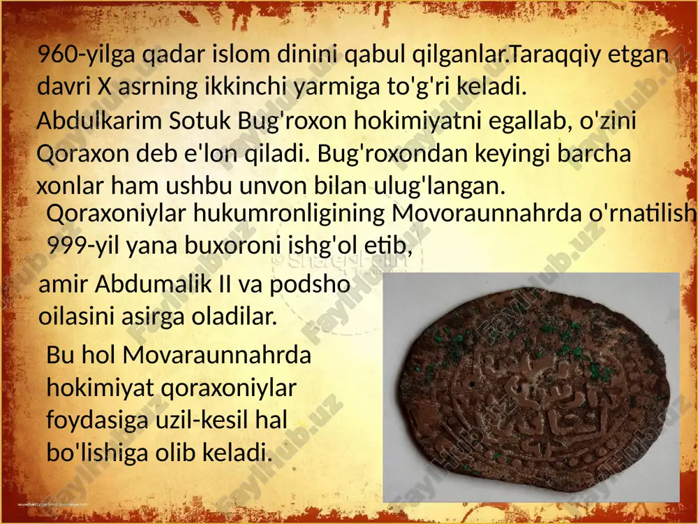 o'zbekiston davlatchiligi tarixidan tayyorlagan taqdimoti - Page 5
