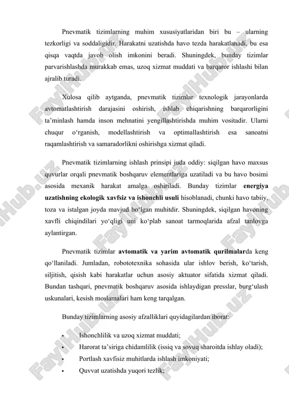 manbai qurilmasi. havo manbai qurilmasi tizimga siqilgan havoni etkazib berish uchun asosiy harakatlantiruvchi tomonidan taqdim etilgan mexanik energiyani gazning bosim energiyasiga o'zgartiradi. u asosan havo kompressoridan iborat va shuningdek, gaz saqlaydigan idish va gaz manbaini tozalash moslamasi kabi yordamchi uskunalar bilan jihozlangan. (2) aktuator. aktuator siqilgan havoning bosim energiyasini ishlaydigan qurilmaning mexanik energiyasiga aylantirish uchun energiya konvertori vazifasini bajaradi. uning asosiy shakli tsilindrli chiqish chiziqli o'zaro mexanik energiya, tebranish silindrli va havo dvigatelining aylanish moslamasi va qaytib mexanik energiya. quvvat manbai sifatida vakuum bosimi bo'lgan tizimlarda turli xil ko'tarish ishlarini bajarish uchun vakuum assimilyatsiya stakanlari ishlatiladi. (3) nazorat elementlari. nazorat elementi siqilgan havoning bosimi, oqimi va oqim yo'nalishini boshqarish va boshqarish uchun ishlatiladi, bu tizim aktuatorini dastur va ishlashning funktsional talablariga muvofiq ishlashga imkon beradi. turli tugatish funktsiyalariga ko'ra, boshqaruv qismlarining ko'p turlari mavjud. pnevmatik uzatish tizimi odatda to'rt turdagi boshqaruv qismlarini o'z ichiga oladi: bosim, oqim, yo'nalish va mantiq. …