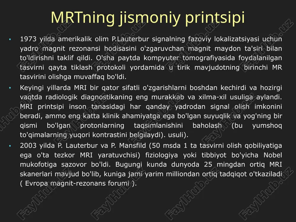 lanish atipik kistalar va buyrak kistlari o'smalarini operatsiyadan oldingi farqlash, buyrak saratoni bosqichini aniqlash va buyrak venalarining invaziyasini aniqlash imkoniyatlarini sezilarli darajada kengaytirdi . endokavitar sensorlardan (shu jumladan endorektal) foydalanish birinchi marta prostata kapsulasini tasavvur qilish imkonini berdi , uning yaxlitligi prostata saratoni bilan og'rigan bemorning ishlash qobiliyatining asosiy mezonlaridan biridir. mr urografiyasi siydik pufagi ureterlar tos suyagi kalikslar orqa miya kanali prostata bezining mri pubik simfiz prostata bezining periferik zonasi to'g'ri ichak (endorektal sensor bilan to'ldirilgan) prostata bezining markaziy zonasi obturator ichki mushaklari prostata kapsulasi akusherlik va ginekologiyada mri akusherlik va ginekologiyada mrining imkoniyatlari, birinchi navbatda, ultratovushning yuqori ma'lumotlar mazmuni va tarqalishi tufayli tegishli klinik mutaxassisliklar vakillari tomonidan hali ham kam baholanmoqda. shu bilan birga, mri endometrium va bachadon bo'yni saratoni (endorektal datchiklar) bosqichini aniqlash, mioma va adenomiyozni farqlash, bachadon miomasini operatsiyadan oldin baholash va bachadonning tug'ma anomaliyalarining tabiatini aniqlash uchun ishlatilishi kerakligi allaqachon isbotlangan. . homiladorlikning uchinchi trimestridagi …