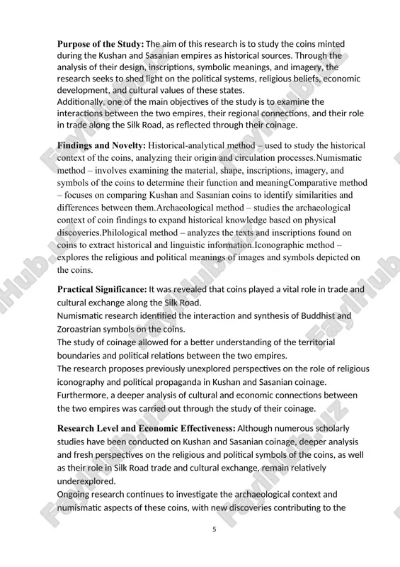 symbols of kushan and sasanian coins, as well as their role as tools of economy, culture, and propaganda. purpose of the study: the aim of this research is to study the coins minted during the kushan and sasanian empires as historical sources. through the analysis of their design, inscriptions, symbolic meanings, and imagery, the research seeks to shed light on the political systems, religious beliefs, economic development, and cultural values of these states. additionally, one of the main objectives of the study is to examine the interactions between the two empires, their regional connections, and their role in trade along the silk road, as reflected through their coinage. findings and novelty: historical-analytical method – used to study the historical context of the coins, analyzing their origin and circulation processes.numismatic method – involves examining the material, shape, inscriptions, imagery, and symbols of the coins to determine their function and meaningcomparative method …