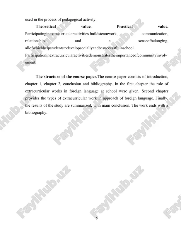 out of last are observed essential distinctions. the basic differences of extracurricular work : . a voluntary nature of participation of pupils in extracurricular work to work unlike compulsion educational activity. pupils solve for themselves a question on participation in those or other kinds of out-of-class work first of all in conformity with the interests, desires to learn something new to be engaged in language in addition with any definite purposes. . after-hour character of employment, which it is expressed, first, in absence of strictly fixed regulation, concerning time, a place, the form of their carrying out. the park, a museum hall, a school garden and etc. secondly, in absence of the strict account of knowledge, skills and abilities, estimations in points can be a work venue. check of results of extracurricular work is carried out in the form of accounting, concerts, gathering, release of wall newspapers in a foreign …