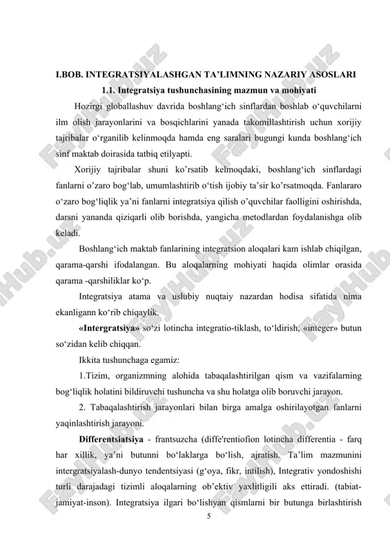 ati: «inson va tabiat», «inson va jamiyat», «inson va inson», «inson va texnika», «tabiat-insontexnika-atrof-muhit» muammosi tobora markaziy o‘rin egallamoqda. tabiatni o‘rganuvchi fanlarni bir sinfda bir marta o‘rganib bo‘lmaydi. uni ta’lim tizimining barcha bo‘tinlarida uzluksiz va uzviylik asosida o‘rganmoq zarur. tabiiy fanlar ta’limining mazmuni inson va tabiat aloqadorligi atrofidagi muammolarni o‘rganuvchi turli o‘quv fanlariga oid bilimlar uzviyligi va integratsiyasini aks ettirmoti lozim, bu esa tabiiy fanlarga oid bilimlarning sifat jihatdan yangi o‘zgarishlariga olib keladi. bu bilimlar o‘ziga xos sintez, tabiiy fanlarga oid bilimlar va insonparvar yunalishlar majmui sifatida namoyon bo‘ladi. ularning tafakkurning tizimli va ehtimolli uslubi sifatida tavsiflanishi tabiiy bilimlarning ajralib turadigan xususiyatlari sirasiga kiradi. aynan uzviylik asosida tashkil etilgan integratsiya biosferani ilmiy bilish, inson faoliyatini o‘rganish, tinchlik uchun ko‘rash buyicha global masalalarning yechimini topishda tabiiy fanlarning urnini samarali tarzda belgilab berishi mumkin. pirovard natijada, bu barcha maktab o‘quv fanlaridagi maxsus bilimlar bilan umumiy-madaniy bilimlar urtasidagi o‘zaro nisbatning uzviylik asosida o‘zgarishiga …