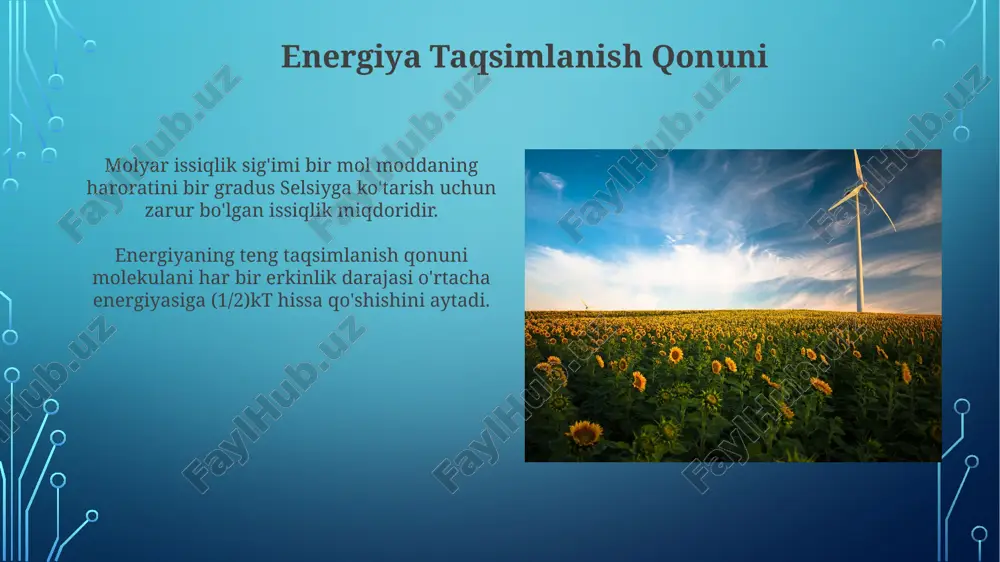 molyar va solishtirma issiqlik va energiyaning teng taqsimot qonuni - Page 5