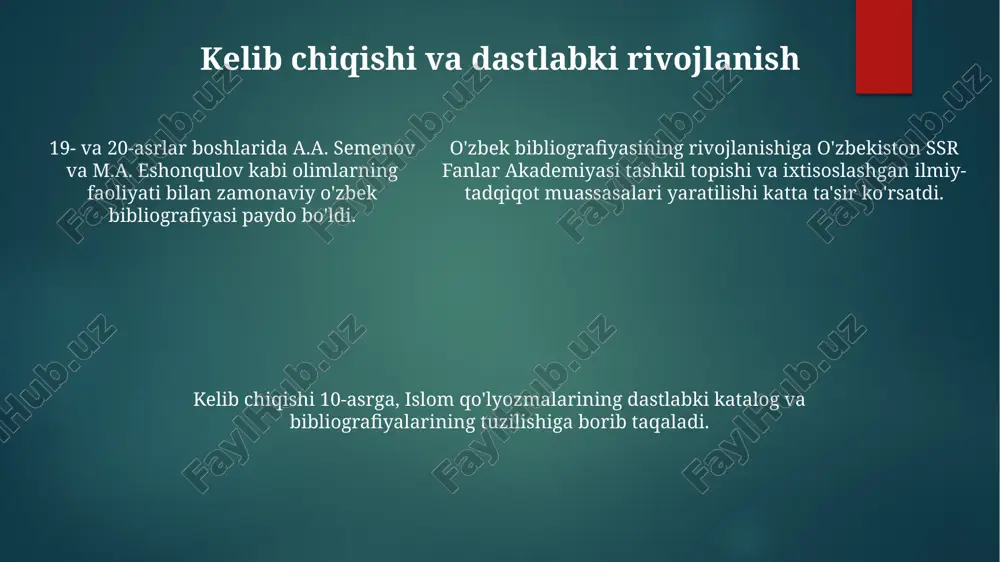 oʻzbekiston biblografiyasining paydo boʻlishi va rivojlanishi - Page 5