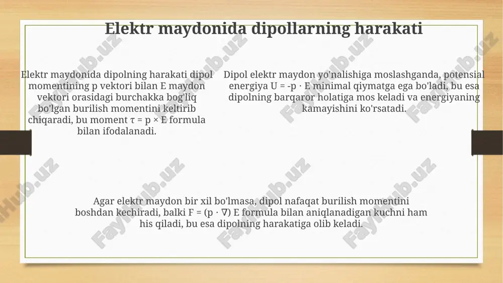 dipollarga tashqi elektr maydonining ta'siri - Page 5