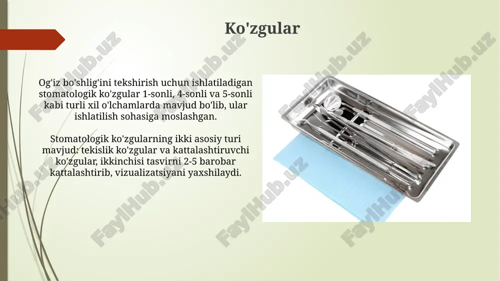 ko’rik uchun stomatologik asboblarning umumiy to’plami - Page 5