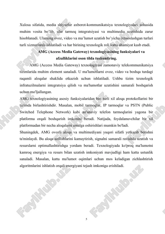 da interfeys rolini bajaradi. shuningdek, tmg shifrlash va xavfsizlik tizimlariga ham ega bo'lib, foydalanuvchi ma'lumotlarini himoyalashga imkon beradi. misol tariqasida, end-to-end havfsizlik tizimlari orqali ma'lumotni uzatish jarayoni to'liq nazoratda bo'ladi. uzun masofali telekommunikatsiya aloqalarida tmg texnologiyasining yuqori darajada ishlashi operator tarmoq infrastrukturasini barqaror ishlashini ta'minlaydi. tmgning universalligi va moslashuvchanligi uni ham korporativ tarmoqdan, ham kichik bizneslardan foydalanishda ideal tanlovga aylantiradi. xulosa qilib aytganda, tmg texnologiyasi turli telekommunikatsion segmentlar uchun qulay aloqa imkoniyatlarini taqdim etadi. uning ko'p funktsiyali va xavfsizlikka oid imkoniyatlari uni zamonaviy tarmoq muhitida ajralmas qismga aylantiradi. shu sababli, bu texnologiyani chuqur o'rganish va to'g'ri qo'llash zamonaviy telekommunikatsiya jarayonlarida katta ustunliklar beradi. trunking gateway umg (universal media gateway) haqida muhim ma'lumotlarni jamlang. umg, ya'ni universal media gateway, aloqa tarmog‘ining muhim texnologik tarkibiy qismlaridan biridir. u provayderlar va telekommunikatsiya xizmat ko'rsatuvchi tashkilotlar uchun ovozli va ma'lumot tarmoqlarini to'liq uyg‘unlashtirish uchun mo‘ljallangan. umg texnologiyasi ovoz, video va ma'lumot tarmoqlarining birgalikda faoliyat …