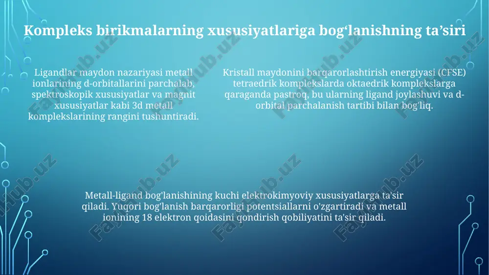 murakkab birikmalardagi kimyoviy bogʻlanish tabiatini tushuntirish - Page 5
