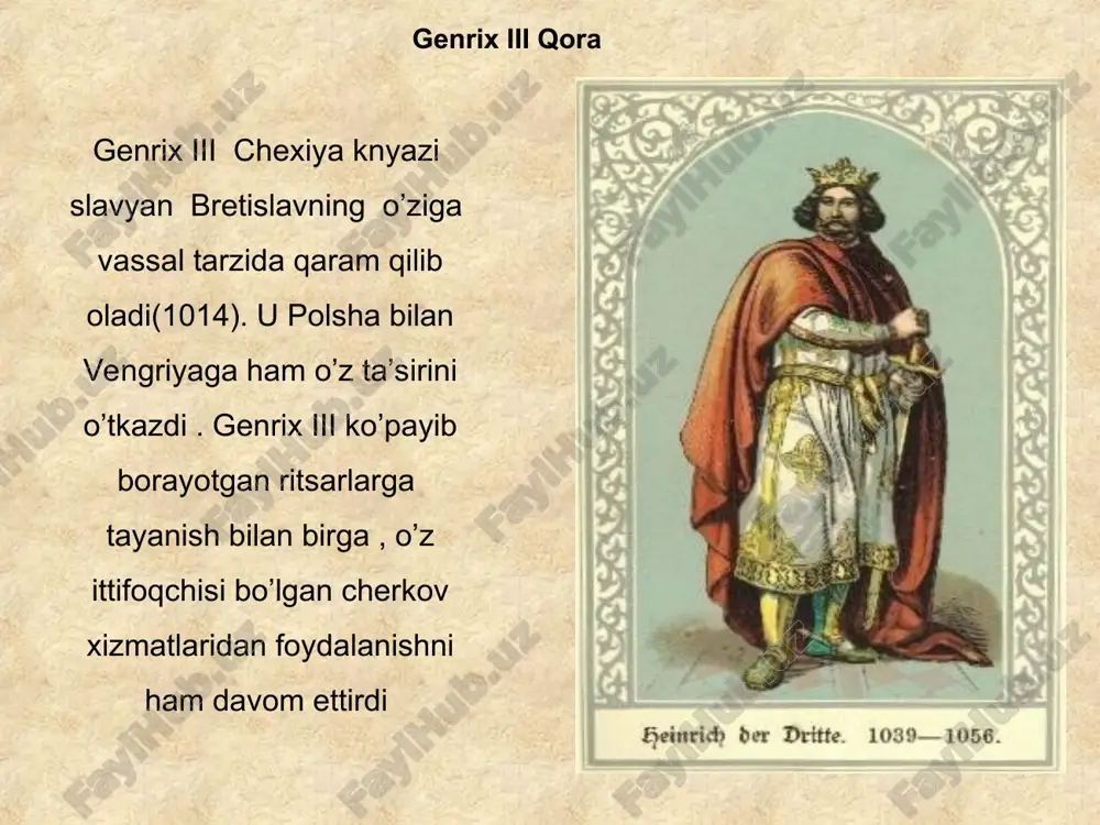 saksoniyaliklarning vatanparvarligi tabaqaviy ekanini ko’rishimiz mumkin . feodal aristokratiyasining bir qismi o’rta asrda xalq sifatida qirolga qarshi chiqadi, qishloq jamoasi esa bu qo’zg’olonga qo’shilmaydi. bruno yodida qolgan voqealarni yozma , shu sababli uning asarida anaxronizmlar ko’p o’rin olgan. uning asarning ahamiyati shundaki, u genrix iv va grigoriy vii ning bir –birlariga yozgan maktublari tarixini yozadi . bu esa qimmatini yanada oshiradi . genrix iii 1056 –yilda vafot etganidan so’ng, knyazlarning umumiy yig’ilishida uning o’g’li genrix iv (1056-1106) o’tiradi. genrix bu paytda besh yoshli bola edi va kerakli darajada davlatni boshqara olmas edi. genrixning onasi agnessa o’z o’glini tarbiya qilar va davlat ishlariga yordam qilar edi . shunda kyolnning hurmatli arxiyepiskopi anno kuch bilan genrixni onasidan tortib oladi(1062). genrixning bir vaqtning o’zida bir nechta ayoli bor edi. lekin shunga qaramasdan , kimnikida yosh , chiroyli qizi yoki rafiqasini eshitsa , albatta unga kuch bilan bo’lsa ham erishar edi . ning ajoyib …