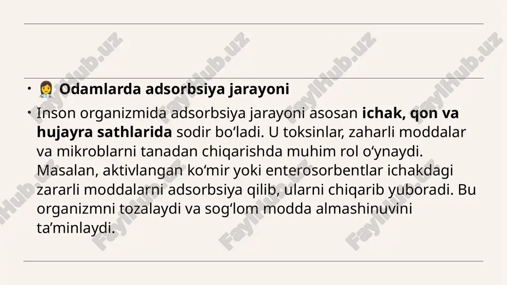 organizmning hayot faoliyatida adsorbsiya jarayonining ahamiyati - Page 5
