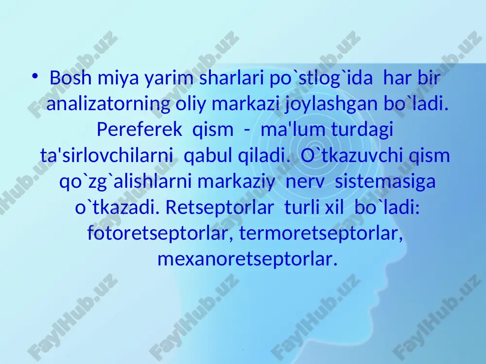 ri shuncha kichik bo`ladi. va aksincha narsa ko`zga qancha yaqinroq tursa to`r pardadagi tasvir o`shancha katta bo`ladi. narsalarning tabiiy ravishda qurilishi hayot tajribasiga bog`liq. . . ko`z akkomodatsiyasi. akkomodatsiya (ko`zning moslanishi) bu ko`zni turli o`zoqlikdagi narsalarni aniq ajratish qobiliyatidan iboratdir. ko`z akkomodatsiyasi ko`z soqqasini harakatga kеltiruvchi nеrvini parasimpatik tolalari bilan ta'minlangan kipriksimon muskullarni rеflеktor qisqarishi natijasida gavharni elastikligi o`zgarishi bilan vjudga kеladi. odam yaqindan narsalarga qaraganda gavhar qavariqroq bo`ladi, o`zoqdan narsalarga qaraganda esa yassiroq bo`ladi. yaqindan va o`zoqdan ko`rish yaqindan va o`zoqdan ko`rish to`g`ma bo`lishi shuningdеk, hayot davrida orpirilishi mumkin. . . normal ko`rishda narsalarning tasviri to`r pardada xosil bo`ladi. yaqindan ko`rishda esa narsalarning tasviri to`r pardaning oldida hosil bo`ladi. o`zoqdan ko`rishda esa narsalarning tasviri to`r pardaning orqasida xosil bo`ladi. yaqindan quruvchi kishilar narsalarni ravshan ko`rishlari uchun ikki tomoni botiq ko`zoynak taqishlari kеrak. o`zoqdan ko`radigan kishilarga esa ikki tomoni qavariq ko`zoynak taqish tavsiya etiladi. bunday linzalar ko`z gavharini qo`shimcha ravishda …