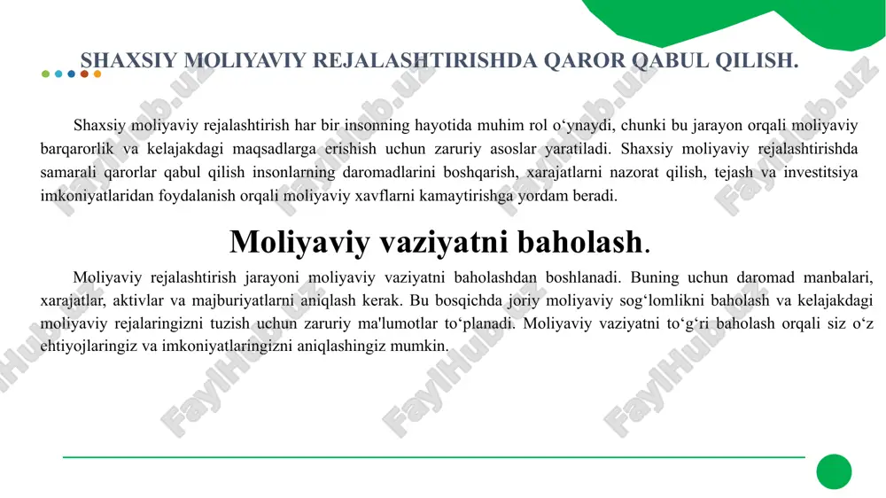 shaxsiy moliyani rejalashtirishda qarorlar qabul qilish - Page 5