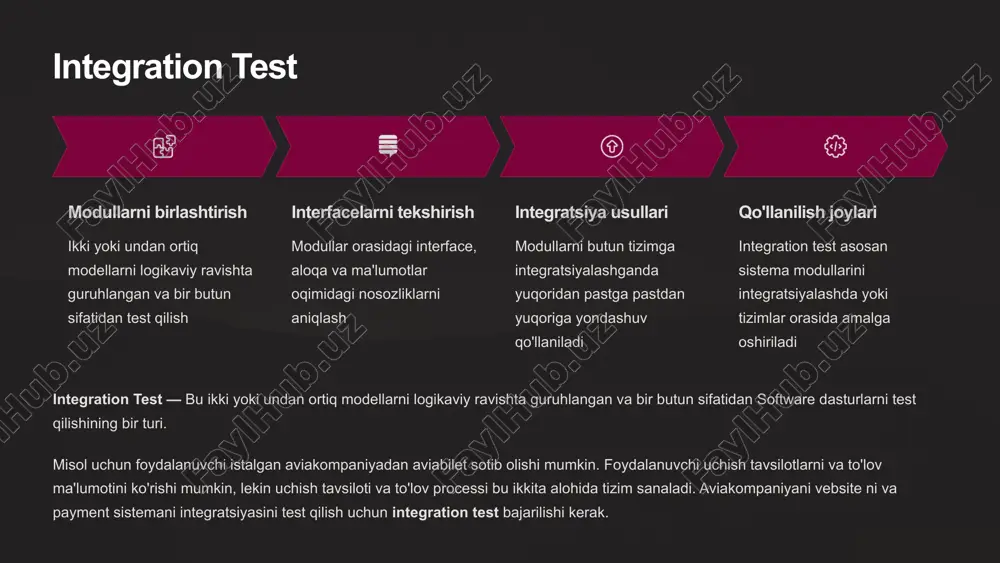 a testlash turlarini o'z ichiga oladi va ular haqida keyinroq gaplashamiz. xulosa yuqorida aytib o'tilgan software testing turlari test qilishning faqat bir qismidir. biroq hali ham 100 dan ortiq testlash turlari mavjud, ammo biz loyihalarda barcha turdagi test turlaridan foydalanmaymiz. keyingi maqolda biz har bir test turiga to'xtalib o'tamiz. agar siz maqolani shu yerigacha o'qigan bo'lsangiz aniq bilaman siz test bo'yicha tushunchaga ega bo'lgansiz. biz o'rganishni davom etamiz olg'a!!! 10 image1.png image2.png image3.png image4.png image5.png image6.png image7.png image8.png image9.png image10.png image11.png image12.png image13.png image21.png image14.png image15.png image16.png image17.png image18.png image19.png image20.png image22.png image23.png image24.png image25.png image26.png image34.png image27.png image28.png image29.png image30.png image31.png image32.png image33.png