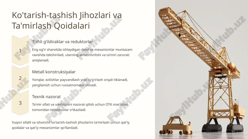 jihozlarning asosiy turlari va ularni ta'mirlashning o'ziga xos xususiyatlari - Page 5