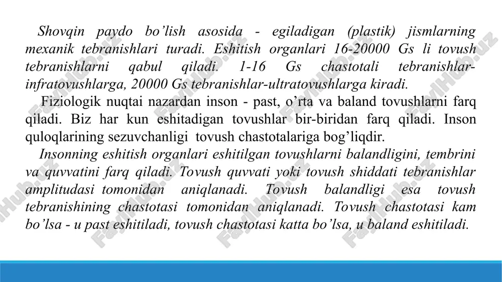tiradi, bu esa terining sezish qobiliyatini susaytiradi, pay qavatlarining qotib qolishiga olib keladi, bo‘g‘imlarda tuz yig‘iladi va bo‘g‘imlar xarakatini susaytiradi. bu holatlar ayniqsa sovuq fasllarda kuchayadi. titrash kasalligi kasb kasalliklari toifasiga kiradigan kasallik bo‘lib, uni davolash asosan boshlang‘ich davrlaridagina natija beradi. kasallikning orqaga qaytishi juda sekin boradi. agar oldi olinmasa kishi ishga yaroqsiz holga kelishi mumkin. bu kasallikning oldini olishning asosiy vositasi ish joylarida titrash normalarini belgilashdir. tebranishni normalash. titrash normalari gigienik va texnik normalarga bo‘linadi. titrashning gigienik normalarini belgilaganda ish joylarida va titrashning qo‘lga yoki boshqa joylariga ta’siri asosida norma belgilanib, bu norma bo‘yicha ish bajarganda inson organizmda kasallikka chalinmaslik nuqtai nazaridan qaraladi. texnik normalar umuman titrash tarqatayotgan mashina va mexanizmning hozirgi zamon taraqqiyoti asosida titrashni yo‘qotish chora- tadbirlari sifatida belgilanadi. 4. adabiyotlar. 1. baratov p. tabiatni muhofaza qilish. -t.: o'qituvchi, 1991. 2. egamberdiev r. ekologiya. –t.: o'zbekiston, 1993. 3. tursunov x.t. ekologiya asoslari va tabiatni muhofaza qilish. –t.: …