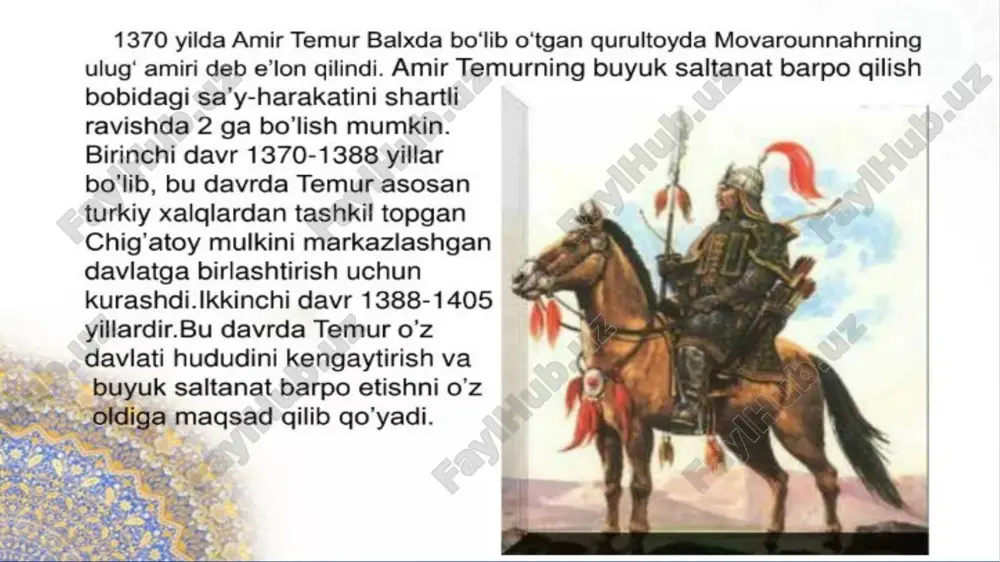 amir temur davlat boshqaruv tizimi va harbiy yurishlari - Page 5