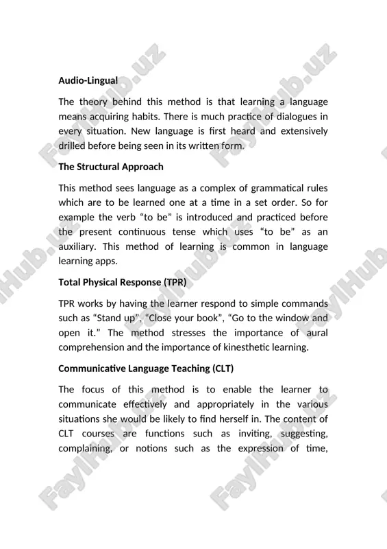 without any help of the learners' mother tongue. direct method of teaching languages aims to build a direct way into the world of the target language making a relation between experience and language, word and idea, thought and expression rule and performance. this method intends for students to learn how to communicate in the target language this method is based on the assumption that the learner should experience the new language in the same way as he/she experienced his/her mother tongue without considering the existence of his/her mother tongue. no translation concepts are taught by means of objects or by natural contexts through the mental and physical skills of the teacher only. oral training helps in reading and writing listening and speaking simultaneously. grammar is taught indirectly through the implication of the situation creation. question/answer exercise – the teacher asks questions of any type and the student answers. dictation – …