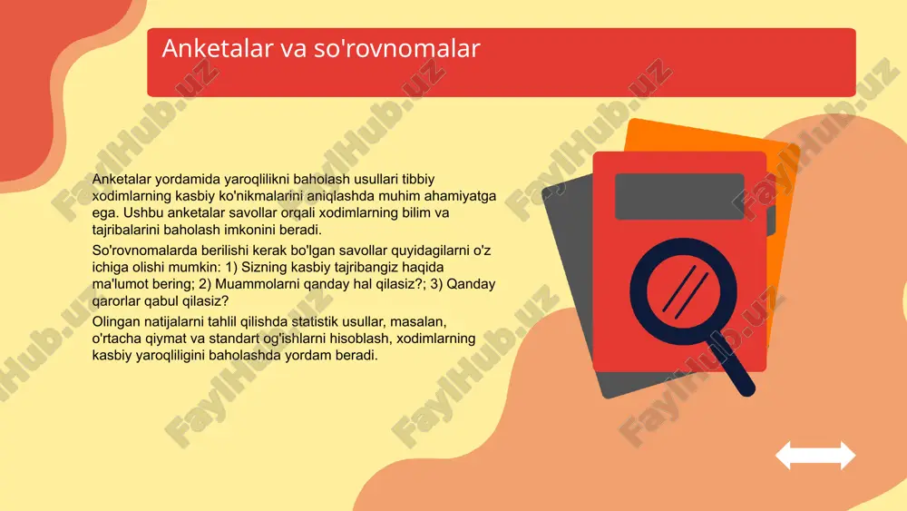 taxassislikning o'ziga xos jihatlariga asoslangan holda, talabalarning kasbiy ko'nikmalarini rivojlantirishda muhim ahamiyatga ega. amaliy tajribalar, talabalar o'zlarining kasbiy bilimlarini mustahkamlash va amaliy ko'nikmalarini rivojlantirishga yordam beradi. amaliy tajribalar va kasbiy yaroqlilik o'rtasidagi bog'liqlik, mutaxassislarning amaliy bilimlarini oshirish va ularni ishga tayyorlashda muhim rol o'ynaydi. amaliy tajribalar, talabalar o'zlarining kasbiy yaroqliliklarini baholash imkoniyatini beradi, bu esa ularning kelajakdagi faoliyatlari uchun tayyorgarlikni yaxshilaydi. amaliy tajribalarni samarali baholash, o'qitish jarayonining samaradorligini oshiradi va mutaxassislarning kelajakdagi ish faoliyatiga ta'sir ko'rsatadi. kelajakda o'qitish va tajribani baholashda innovatsion texnologiyalar va metodlar muhim o'zgarishlarga olib kelishi kutilmoqda. o'qitish jarayonida interaktiv va masofaviy ta'lim usullari keng qo'llaniladi, bu esa talabalarni yanada faolroq jalb etadi. o'qitish va tajriba mutaxassislari kelajakda baholash usullarida o'zgarishlar baholash usullaridagi yangilanishlar kasbiy yaroqlilikni baholash jarayonini samaraliroq qilishga yordam beradi. zamonaviy texnologiyalar, masalan, sun'iy intellekt va onlayn platformalar baholashni avtomatlashtirib, malakali xodimlarni tezda aniqlash imkonini beradi. yangi baholash metodlari, masalan, simulyatsiya va virtual reallik, o'quvchilarga …