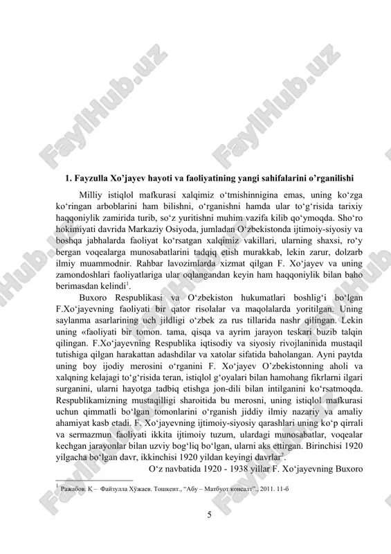 os moddiy-iqtisodnіy poydevorіn, oltin zahirasiga ega, ta’lim tizimi va ma’naviyati turli-tumani, chet ellarda obrо‘ qozongan mamlakat edi. shu bilan birga bunda g‘arb sivilizatsiyasiga oid pul-tovar munosabatlari, transport, korxonalar, nashr-matbuot ishlari, chet ellar bilan iqtisodiy, madaniy aloqalar paydo bо‘lib, kengaymoqda edi. hukmron doiralar, tadbirkor-u tijorat ahli, xunarmandlar ommasi, ruhoniylaru ziyolilar buxoro davlati fuqarolari asriy milliy qadriyatlar, ijtimoiy tuzum, islom dini ta’timotlari zaminida turib yangi davr, uning kо‘rinishlari va alomatlariga yо‘l ochganlar, ularni qо‘llab-quvvatlaganlar. xalq hayotining, ijtimoiy munosabatlarni yangilash harakatida fuqarolarning ishgan, tadbirkor, о‘tkir zehni na moyagdalari qatnashganlar, bu harakat ijtimoiy harakat edi. mana shunday bir sharoitda, asrning boshida yosh fayzullaning dunyoqarashi, ijtimoiy ong tarkib topa boshlaydi. u 1913 yildan yosh buxoroliklar harakatiga qо‘shgan kurtganini kо‘rsatgan. ijtimoiy harakatning g‘oyaviy-ma’naviy mazmunini buxoro davlatida siljishlar va jarayonlarning bо‘sh kechganligi va ularni joylashtirish zaruratnomalari tashkil qilgan. bu g‘oyaga tadbirkor-tijoratchilar, hunarmandlar, dehqonlar jamiyatni boshqarish tizimini yangi onglarga moslashtirish kerakligi nuqtai nazaridan yondoshgan bо‘lsalar, harakatning asosiy qismini …