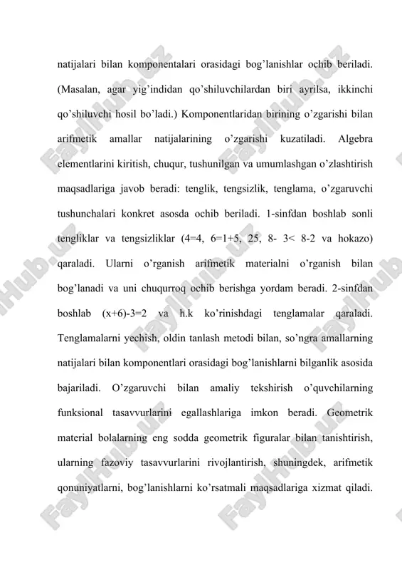 ollantiradi, ammo boshqa har qanday fan kabi pedagogika fanining ham xususiy tadqiqot metodlari mavjud. ilmiy tadqiqot metodlari - bu qonuniy bog’lanishlarni, munosabatlarni, aloqalarni o’rnatish va ilmiy nazariyalarni tuzish maqsadida ilmiy axborotlarni olish usullaridir. kuzatish, tajriba, maktab hujjatlari bilan tanishish, o’rganish, suhbat va so’rovnomalar o’tkazish, ilmiy pedagogik tadqiqot metodlari jumlasiga kiradi. so’nggi vaqtlarda matematik va kibernetik metodlardan, shuningdek, modellashtirish metodlaridan foydalanish qayd qilinmoqda. boshlang’ich matematika o’qitish metodikasida butun pedagogik tadqiqotlarda qo’llaniladigan metodlarning o’zidan foydalaniladi. kuzatish metodi – odatdagi sharoitda kuzatish natijalarini tegishlicha qayd qilish bilan pedagogik jarayonni bevosita maqsadga yo’naltirilgan holda idrok qilishdan iborat. kuzatish metodidan o’quv-tarbiya ishining u yoki bu sohasidagi ishning qanday borayotganini o’rganish uchun foydalaniladi. bu metod o’qituvchi va o’quvchilarning faoliyatlari haqida majbur qilinmagan tabiiy sharoitda faktik material to’plash imkonini beradi. kuzatish vaqtida tadqiqotchi o’quv jarayonining odatdagi borishiga aralashmaydi. kuzatish aniq maqsadni ko’zlangan reja asosida uzoq yoki yaqin vaqt oralig’ida davom etadi. kuzatishning borishi, faktlar, sodir bo’layotgan voqealar, …