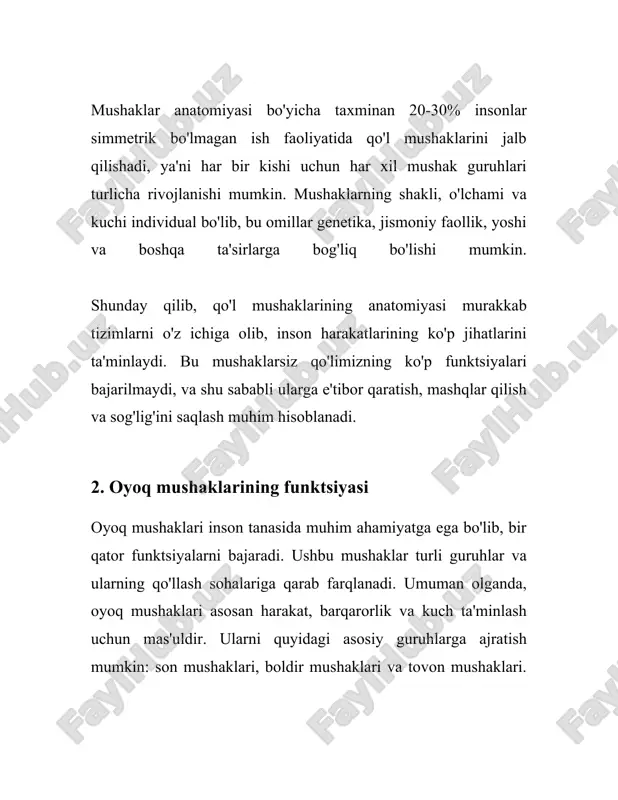 kerak. ushbu mashqni har bir qo'l uchun 3 to'plamda xal bo'lishi kerak, har bir to'plam 10-15 takrorni o'z ichiga oladi. 4. **plank (planka)** plank mashqi asosiy mushak guruhlarini, jumladan qo'l mushaklarini ham rivojlantiruvchi yaxshi mashqdir. ushbu mashqni bajarishda tanani yerdan ko'tarilgan holda, tirsaklar va oyoqlar poyida ushlab turish kerak. boshidan oyoqqa qadar to'g'ri chiziqni saqlash muhim. har jihatdan kuch va chidamlilikni oshirishga yordam beradi. eng kamida 30 soniya tutulishi, vaqt o'tishi bilan 1-2 daqiqagacha ko'paytirilishi tavsiya etiladi. 5. **pullo-up (tortuvi-tortish)** pull-up mashqi yuqori bardamlilik va kuch talab qiladi. ushbu mashqni bajarish uchun horizontal bar kerak bo'ladi. barni ushlab, tanani yuqoriga tortib, chinni bar ustiga chiqaring, so'ngra qaytib tushiriladi. 3 to'plam, har biri 5-10 takror, imkoniyatga qarab bajarilishi mumkin. 6. **bench press (gantel yotgan holda press)** bench press yotgan holda bosim dajochutzidan foydalanishni talab qiladi. bu mashq ko'krak va qo'l mushaklarini, ayniqsa triceps va pectoralis mushaklarini rivojlantirish uchun foydali. barbell yoki …